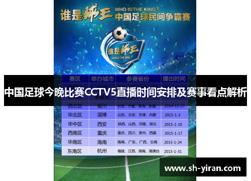 中国足球今晚比赛CCTV5直播时间安排及赛事看点解析