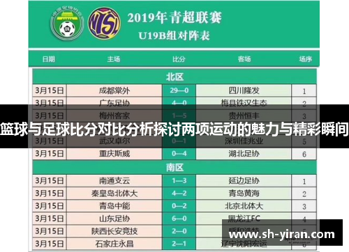 篮球与足球比分对比分析探讨两项运动的魅力与精彩瞬间